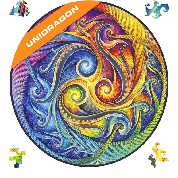 Unidragon King Size 350 Piece “Mandala Spiral Incarnation”Wooden Puzzle - Picture 4 of 5